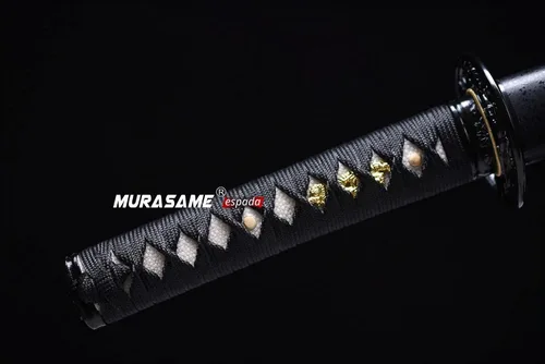 Vista 2 de MURASAME - Espada Wakizashi T10 de acero templado con arcilla, hamon real, hecha a mano, lista para la batalla