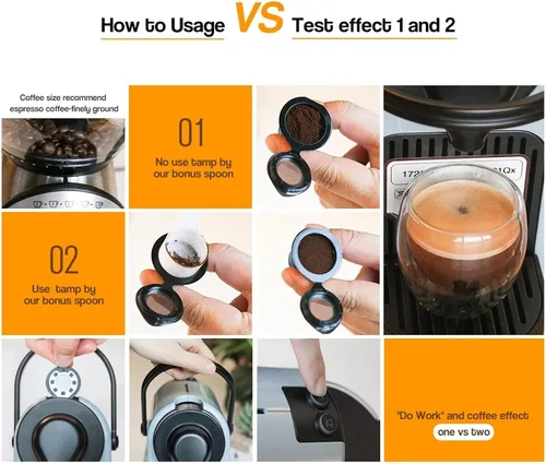 Vista 3 de Cápsulas de café reutilizables para Nespresso, cápsulas de café de acero inoxidable con cepillo para cuchara, taza de cápsula de 1.7 fl oz cápsulas