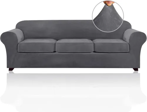 Vista 61 de PrinceDeco Funda de terciopelo para sofá de 2 plazas, fundas de sofá de 3 piezas para perros, fundas lavables para sofá biplaza de hasta 72