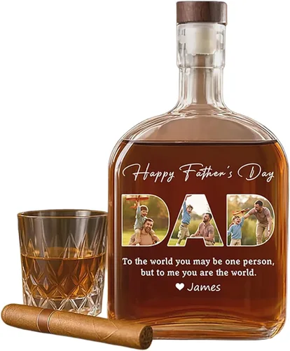 Vista 9 de Juego de decantadores de whisky personalizados para hombres, para el hogar, bar, decantadores de licor personalizados, caja de madera, vasos