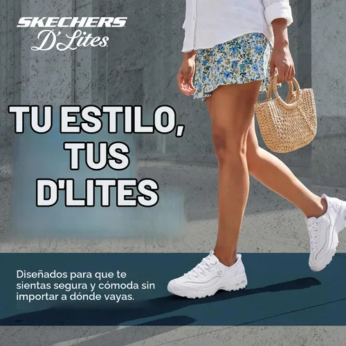 Vista 6 de Skechers Women's D'Lites New Scene Sneaker Blanco/Plateado