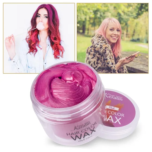 Vista 6 de Tinte temporal para el cabello rosa, cera de pintura de queratina Magic Master, 3.4 onzas líquidas, color de arcilla temporal lavable natural