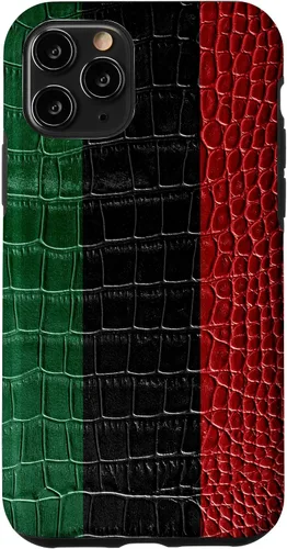 Vista 27 de iPhone 16 Pan African Flag Patriotic Crocodile Skin Print Pride Case