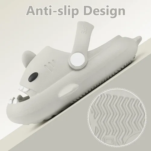 Vista 4 de Toddler Shark Cloud Slides Kids Shower Sandals Boys Girls Cute Cartoon Fish Flip Flops Beach Pool Home Slippers Shoes Quick Dry Non-Slip