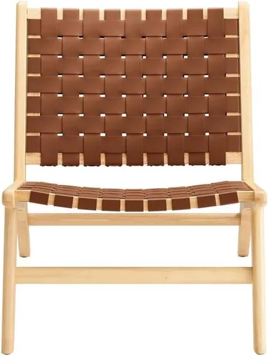 Vista 4 de Modway Saoirse - Sillón decorativo de madera de piel sintética en color marrón natural