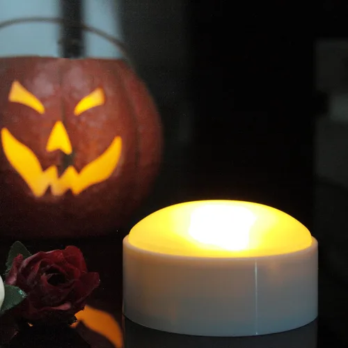 Vista 2 de CANDLE CHOICE Luz LED de calabaza de Halloween con control remoto y temporizadores, funciona con pilas, luz de linterna Jack-O-Lantern, brillante