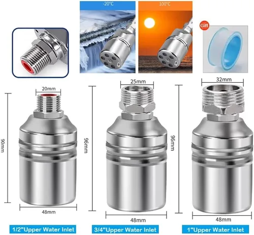 Vista 2 de Float Valve, 1pcs 304 Stainless Steel Floating Ball Valve Automatic Water Level Control 1/2" 3/4" 1" Tank Tower Shutoff(0.5 Inch)