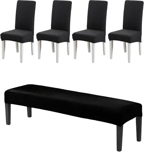 Vista 19 de CRFATOP 4 Piezas de Fundas Elásticas para Silla de Comedor con Funda para Banco Fundas Impresas para Silla de Comedor Fundas para Cojín de Asiento