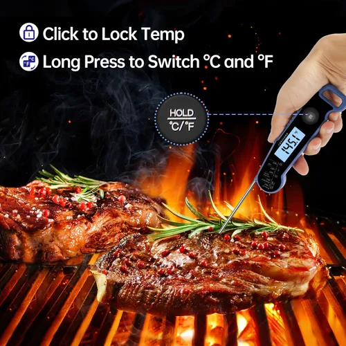 Vista 3 de Lonicera Termómetro Digital de Carne para Cocinar Alimentos. Lectura Instantánea en 1 Segundo y Precisión de ±0.9℉ con Sensor de Termopar.