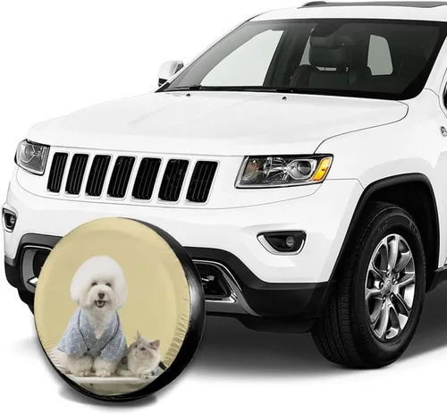 Vista 6 de Cubierta de neumático de repuesto personalizada, impermeable, a prueba de polvo, universal, para Jeep Trailer RV SUV Truck (14" 15" 16" 17")