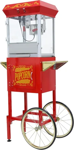 Vista 9 de Máquina de palomitas de maíz de 8 onzas con carrito y ruedas, máquina para hacer palomitas de maíz, estilo cine para el hogar, fiestas, Navidad, uso