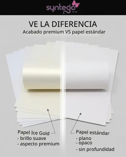 Vista 8 de Syntego Papel perlado dorado hielo A4 120gsm doble cara, 10 hojas, origami