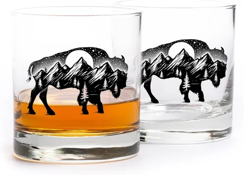 Vista 19 de Juego de vasos de whisky de paisaje de playa Black Lantern Juego de 2 vasos estilo antiguo de 11 oz Vasos de cóctel con base pesada en caja