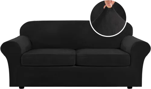 Vista 55 de H.VERSAILTEX - Funda elástica para sofá de 2 piezas, funda protectora de terciopelo, suave, con parte inferior elástica, con un ancho de hasta 49