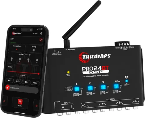 Vista 5 de Taramps Pro 2.4 BT Bluetooth DSP Crossover Full, procesador de señal digital, ecualizador de audio para automóvil con aplicación, ganancia de hasta