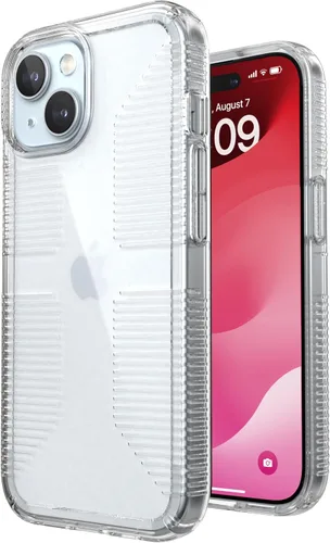 Vista 8 de Speck Funda transparente para iPhone 15 Pro, delgada, protección contra caídas, agarre, resistente a los arañazos, no se amarillea, funda