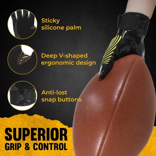 Vista 2 de HANDLANDY Guantes de fútbol para jóvenes, guantes receptores adhesivos para niños, guante de fútbol de súper agarre, mejor regalo para niños y niñas