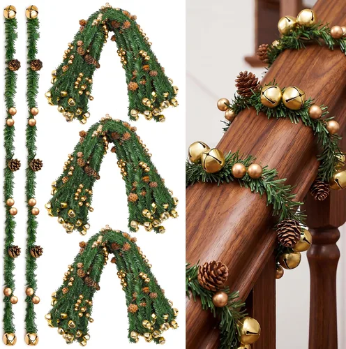 Vista 8 de 30 Pcs Christmas Garland Ties with Bells 20" Twist Ties, Red