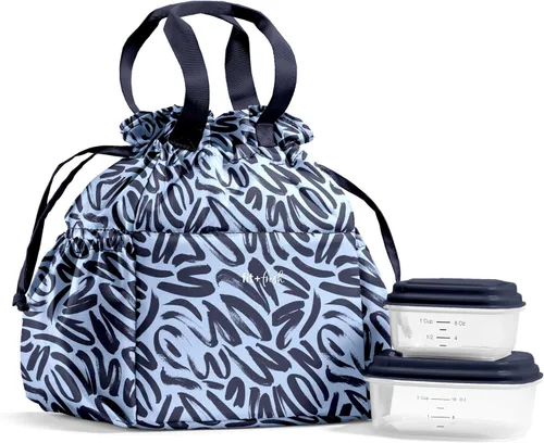Vista 15 de Fit & Fresh Cromwell Bolsa de Almuerzo con Cordón para Mujeres, Juego Completo de Almuerzo con 2 Contenedores, Resistente a las Manchas, Resistente