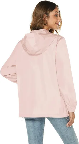 Vista 5 de Avoogue Chamarras de lluvia para mujer - Impermeable impermeable con capucha chaqueta cortavientos ligera de talla grande