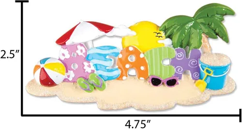 Vista 3 de Adornos personalizados de Navidad para la playa 2025 – Letras de playa, adornos de Navidad, corona, adorno costero, adorno de casa de vacaciones