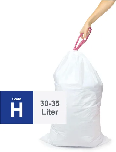 Vista 2 de Compatible con Code H – 200 bolsas de basura de plástico duraderas de ajuste personalizado con cordón – 30-35 litros/ 8-9 galones – Fabricado
