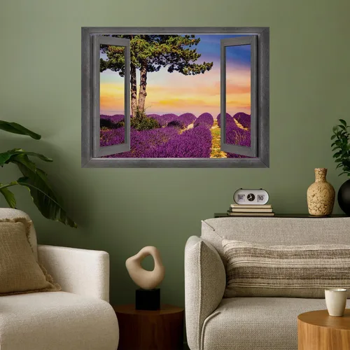 Vista 13 de wall26 Adhesivo de pared con vista lateral de la bahía al atardecer, mural de pared con ventana abierta, no despegar ni pegar, papel tapiz no tejido