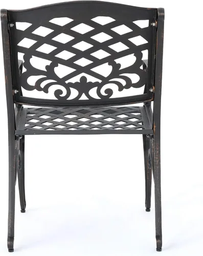 Vista 6 de Christopher Knight Home Myrtle Beach - Sillas de comedor de aluminio para exteriores, juego de 2 piezas, cobre brillante