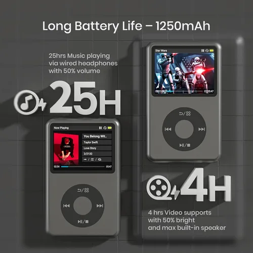 Vista 7 de Reproductor de MP3 con Bluetooth Y1 64GB Video EBOOK Negro