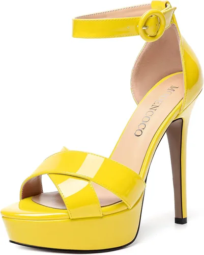 Vista 64 de MODENCOCO Sandalias de boda con correa de tobillo sexy para mujer, con plataforma y puntera abierta, tacón de aguja y tacón alto, zapatos de vestir