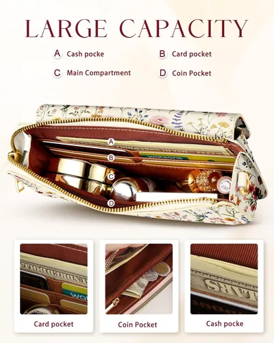 Vista 3 de Bolso cruzado para teléfono celular para mujer, bolso de cuero para teléfono celular con correa ajustable para el hombro para niña