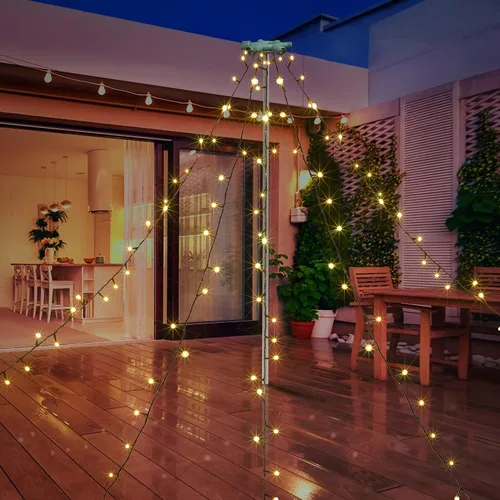 Vista 6 de LIGHTSHARE Guirnalda de luces de estrella de 750 LED de 245 pies, color blanco cálido, 8 modos de 30 V enchufables con control remoto para el hogar