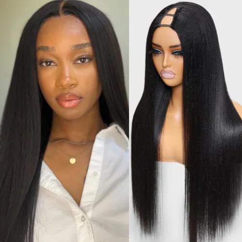 Vista 18 de Nadula Peluca Bob Recta Yaki Degradado Marrón Castaño con Cordón de Cabello Humano - Sin Pegamento Precortada 13X4 HD Pre Todo Peluca Frontal