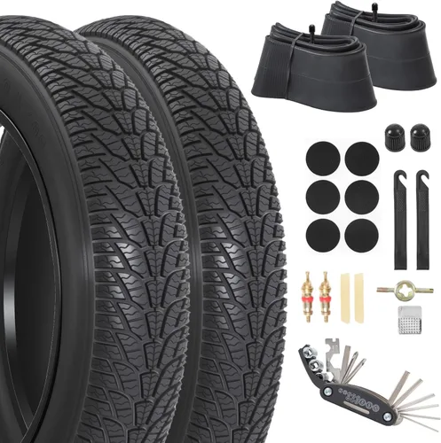 Vista 10 de 20x4.0/ 20x3.0/ 26x4.0 Fat Bike Tires, 20x4/ 20x3/ 26x4 Fat Tire Tube and Bicycle Repair Tool Kit, Foldable Heavy Duty Off-Road Bike, Ebike Fat