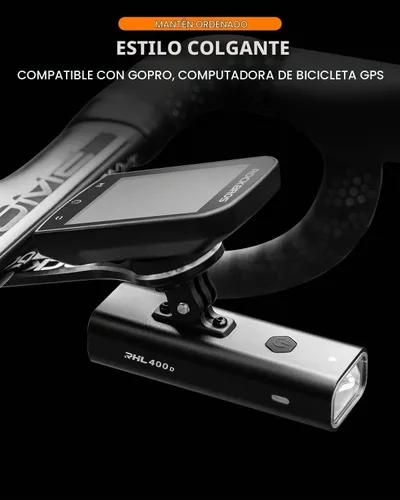 Vista 4 de ROCKBROS Luz de bicicleta de 400/1000LM compatible con faros delanteros