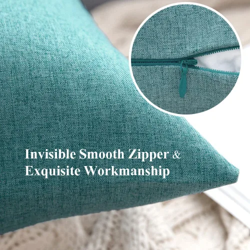 Vista 111 de MIULEE Paquete de 2 fundas decorativas para almohadas de exterior, sólidas, impermeables, de lino sintético, estilo granja de jardín, fundas de Óxido