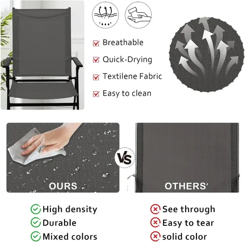 Vista 5 de YLGJ&TIDY Juego de 4 sillas plegables para exteriores, sillas de comedor apilables para exteriores con respaldo, sillas plegables portátiles