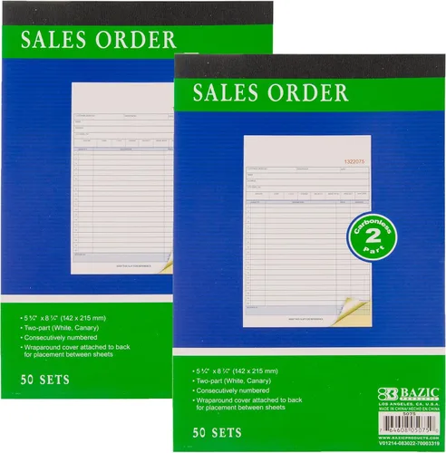 Vista 6 de BAZIC Products 50 juegos de 5 9/16 pulgadas x 8 7/16 pulgadas 2 partes libro de pedidos de ventas sin carbono, para ventas de oficina de negocios