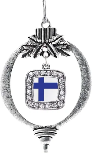 Vista 190 de Inspired Silver - Nana púrpura - Adorno de Navidad plateado - Adorno cuadrado para árbol de Navidad con circonita cúbica - Decoración colgante