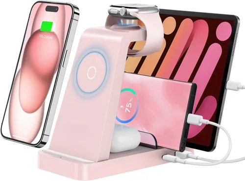 Vista 11 de Cargador inalámbrico para iPhone - Estación de carga 5 en 1 para múltiples dispositivos Apple: Soporte de carga rápida inalámbrica para iPhone 17