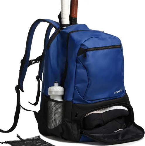 Vista 11 de Athletico Mochila de tenis Premier – Bolsa de tenis con capacidad para 2 raquetas en compartimento acolchado Compartimento ventilado separado