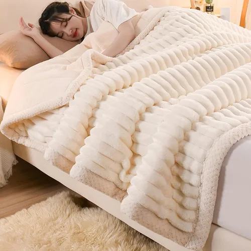 Vista 9 de Manta gruesa, manta de forro polar, felpa reversible, suave y agradable a la piel, calidez termostática, el compañero de sueño cómodo y cálido Marrón