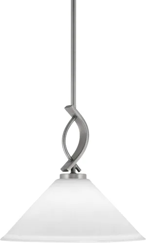 Vista 134 de Toltec Lighting Cavella Stem Colgado Mini colgante, acabado grafito, vidrio de muselina blanca de 4 pulgadas