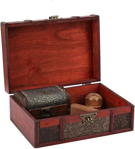 Vista 5 de Caja de almacenamiento de madera vintage organizador de joyas de libro de gran tamaño(1)