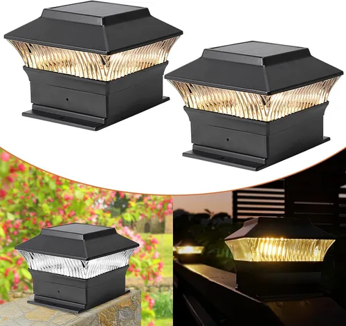 Vista 16 de Paquete de 4 luces solares para tapa de poste, modernas #2: se adapta a postes de vinilo de 4 x 4 y madera de 5 x 5 pulgadas, temperatura de 3