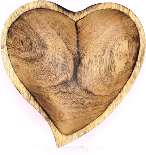 Vista 16 de WitnyStore Cuenco en forma de corazón de 6 pulgadas, funcional y coleccionable, cuenco de madera hecho a mano para servir frutos secos, postres