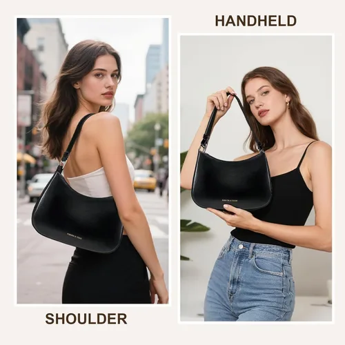 Vista 6 de Bolsos de hombro de cuero para mujer, bonitos monederos de moda para el día a día, bolsos pequeños para mujer con cierre magnético