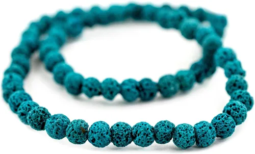 Vista 3 de TheBeadChest - Cuentas de lava volcánica azul turquesa (0.236 in)