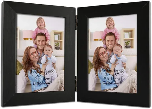 Vista 17 de Giftgarden Marco de fotos doble de 3.5 x 5 pulgadas, color marrón con pantalla de vidrio transparente, fotos de 5 x 3.5 pulgadas, marco plegable
