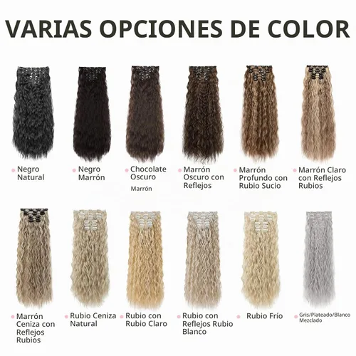 Vista 7 de Flufymooz - Extensiones de cabello con clip, 6 unidades, extensiones de cabello largas con ondas de sirena, sintético, postizo para mujer, 24 Marrón